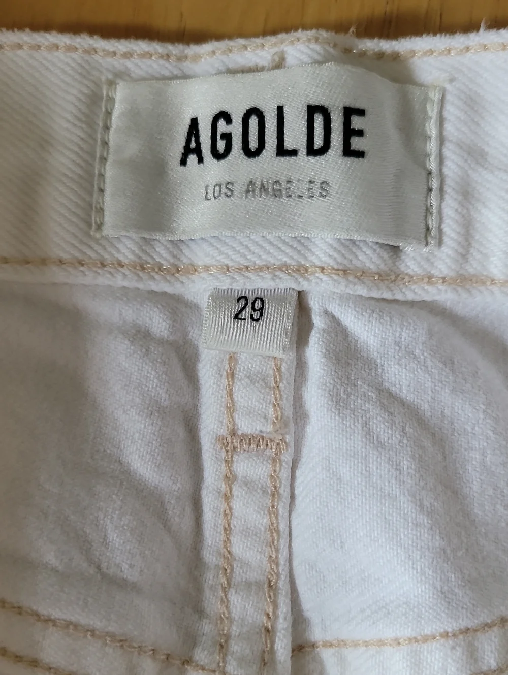 AGOLDE Parker Long Vintage Shorts in the Panna Cotta